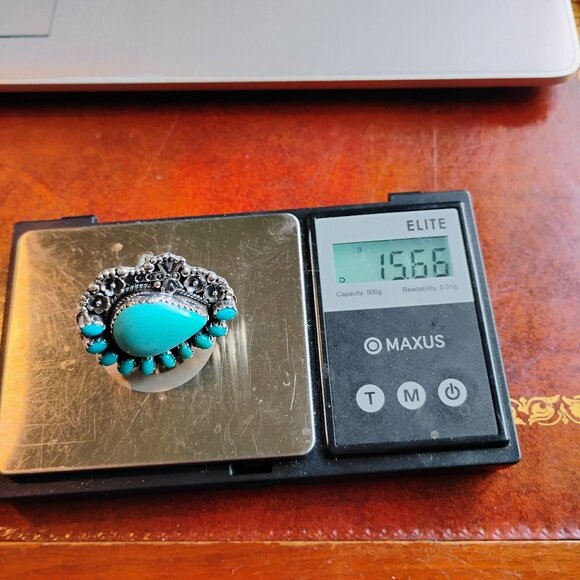 Sterling Silver Flower Dragonfly Ring Teardrop Shaped Petit Point Cluster Sz 6.5 - Picture 4 of 6